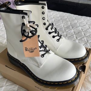 White Dr Martens 1460 Smooth combat boot